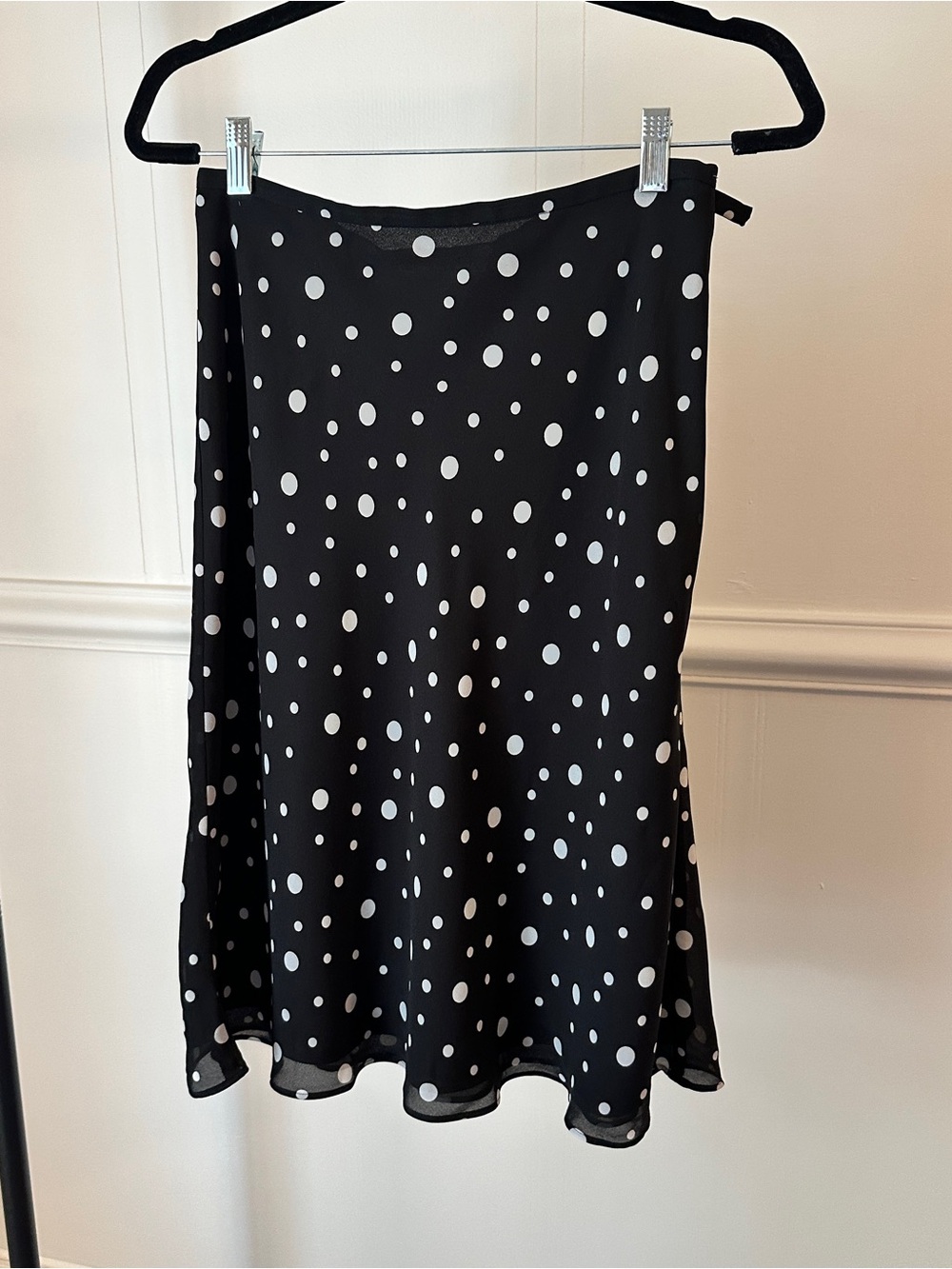 Telluride Clothing Co Classic Black White Polka Dot A-Line Midi Skirt 6